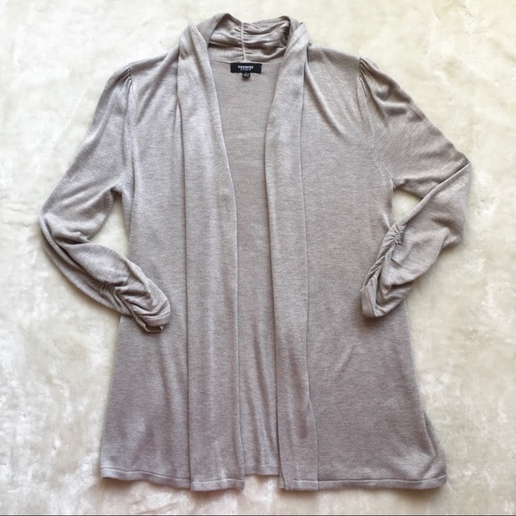 Lightweight Ruched Sleeve Open Front Cardigan - Picture 4 of 5